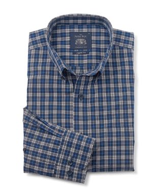 Navy White Blue Check Classic Fit Casual Shirt - 1334NAB - Large Image