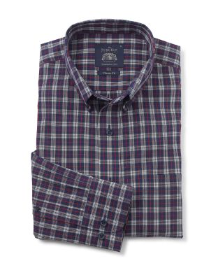 Navy White Red Check Classic Fit Casual Shirt - 1334NAR - Large Image
