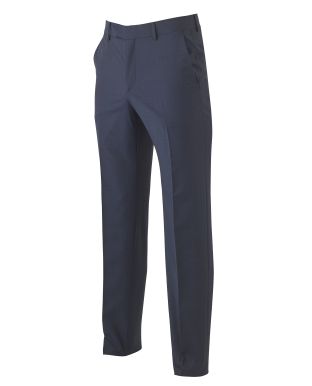 Navy Wool-Blend Textured Suit Trousers - MFT342NAV - Thumbnail Image 78x98px