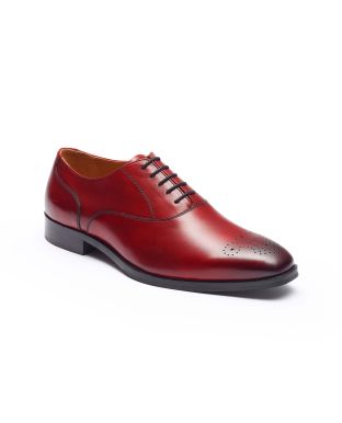 Oxblood Leather Hand-Painted Oxford Brogue Shoes