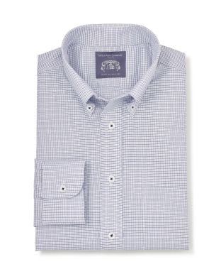 Philip Navy Blue Fine Check Made To Measure Shirt - Large Image