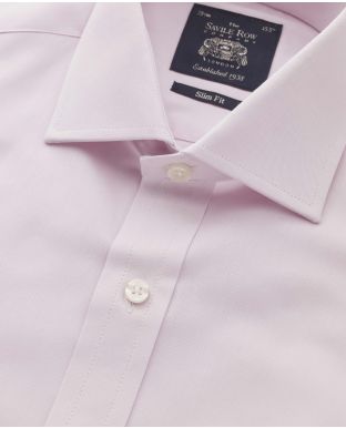 Pink Pinpoint Oxford Cotton Slim Fit Shirt - Single Cuff - 3058PNK - Small Image 280x344px
