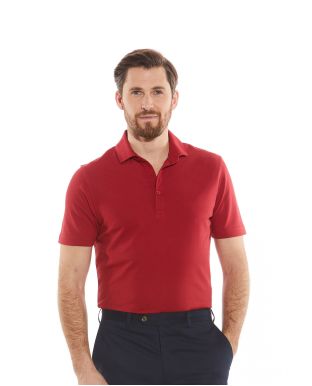 Red Cotton Piqué Slim Fit Polo Shirt Folded Shot