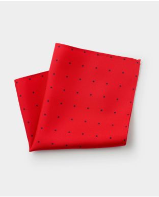 Red Navy Spotted Silk Pocket Square