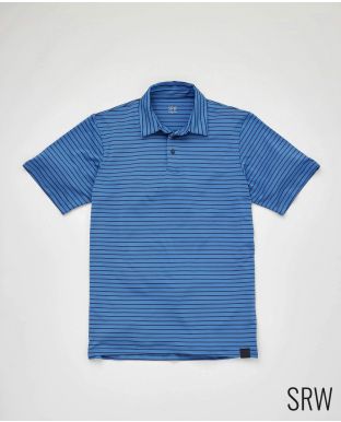 SRW Active Non-Iron Blue Navy Stripe Short Sleeve Polo Shirt