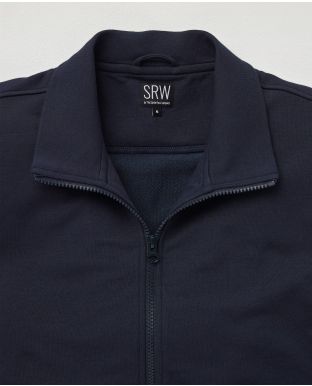 SRW Navy Loopback Stretch Cotton Blend Zip-Up Sweatshirt