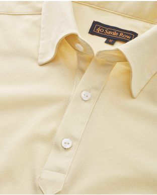 Vanilla Mercerised Cotton Long Sleeve Polo Shirt