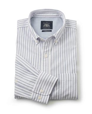 White Blue Stripe Classic Fit Oxford Shirt
