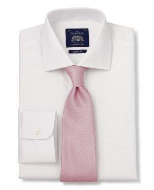 White Dobby Diamond Classic Fit Shirt - Single Cuff