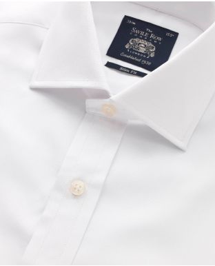 White Fine Panama Cutaway Collar Slim Fit Shirt - Single Cuff - 3017WHT - Thumbnail Image 78x98px