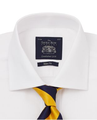 White Panama Cotton Slim Fit Shirt - Double Cuff