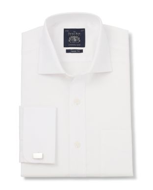 White Pinpoint Classic Fit Shirt - Single or Double Cuff