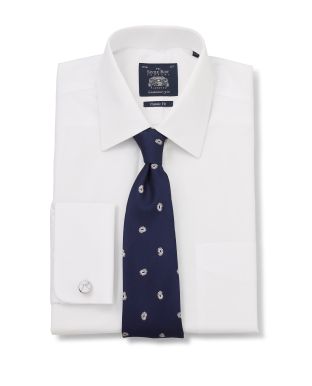 White Poplin Classic Fit Shirt - Single or Double Cuff 