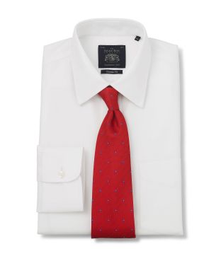 White Twill Classic Fit Windsor Collar Non-Iron Shirt - Single Cuff