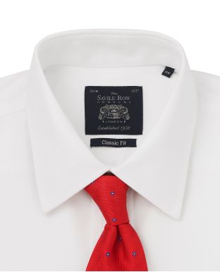 White Twill Classic Fit Windsor Collar Non-Iron Shirt - Single Cuff