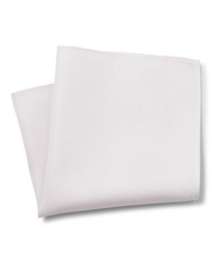 White Wide Herringbone Silk Pocket Square - MHK415WHT - Large Image