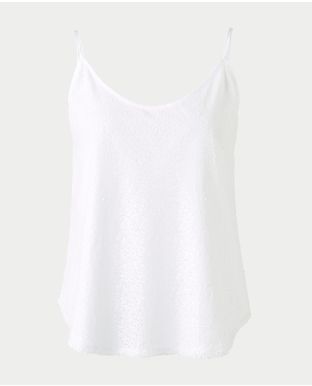 Women's White Sequinned Camisole Top