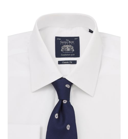 Men’s White Cotton Classic Fit Formal Shirt With Single or Double Cuffs ...