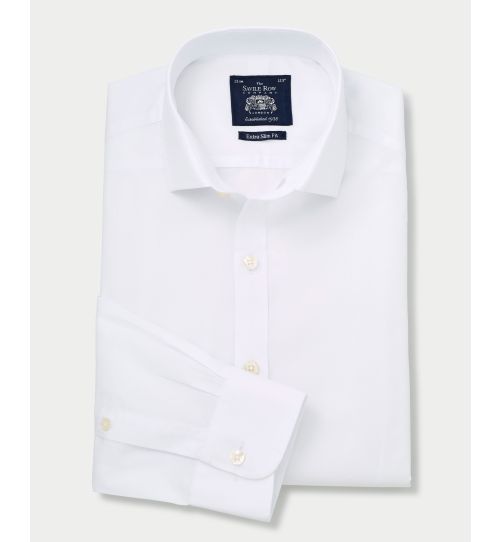 Mens White Poplin Extra Slim Fit Shirt | Savile Row Co