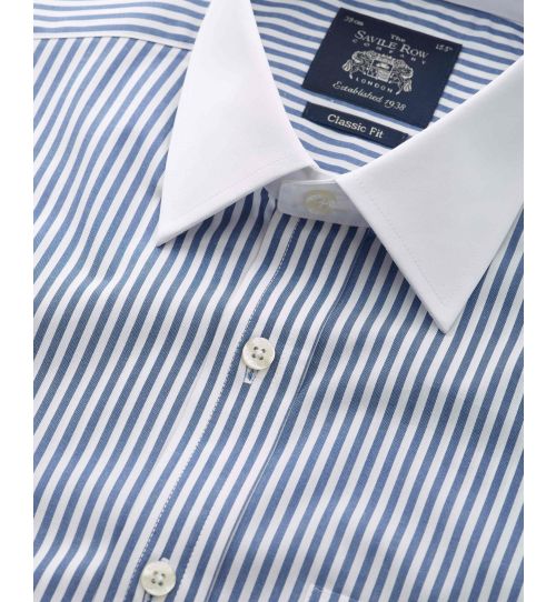Men's Winchester Shirt In Navy Bengal Stripe | Savile Row Co