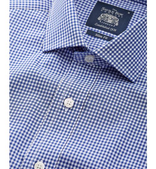Men's Formal Shirt In Blue White Gingham Check | Savile Row Co