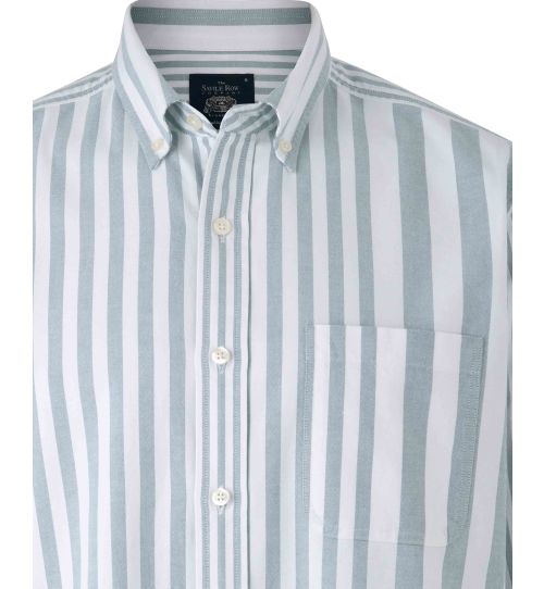 Men's Blue White Variegated Stripe Oxford Casual Shirt | Savile Row Co