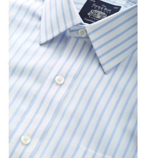 Men's Sky Blue Stripe Twill Non-Iron Classic Fit Formal Shirt With ...