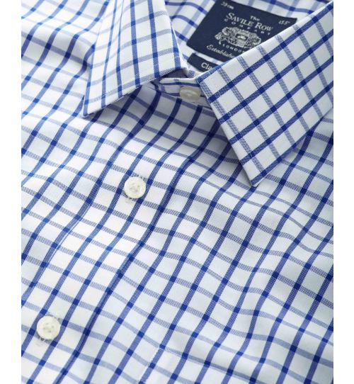 Men’s Non-Iron Slim Classic Shirt In Blue Check | Savile Row Co