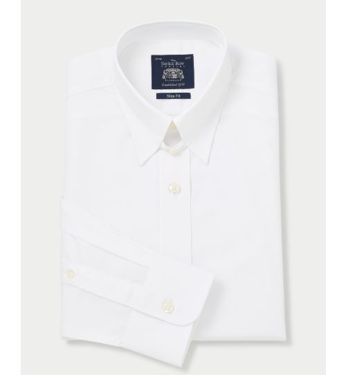 Men's Tab Collar Slim Fit Shirt in White | Savile Row Co