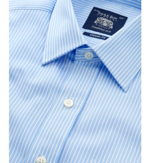 Men’s Formal Stripe Shirt in Light Blue | Savile Row Co