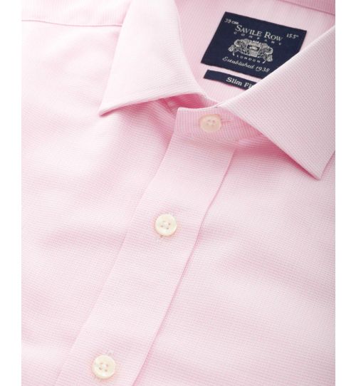 Men’s Slim Fit Textured Shirt in Pink | Savile Row Co