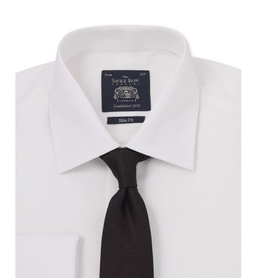 Mens White Marcella Bib Front Slim Fit Evening Shirt | Savile Row Co