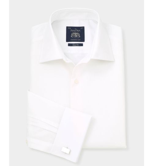 Men's White Marcella Bib Front Slim Fit Evening Formal Shirt With ...