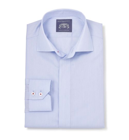Men's blue hairline stripe made-to-measure shirt | Savile Row Co