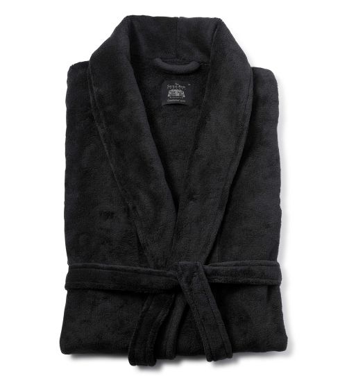 Men's Black Super Soft Fleece Dressing Gown | Savile Row Co