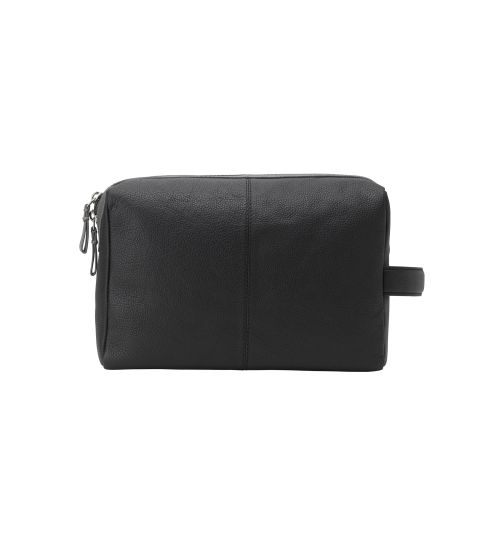 Men's Black Leather Wash Bag | Savile Row Co