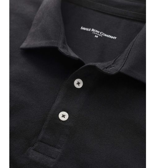 Men's Black Long Sleeve Polo Shirt In Classic Fit Shape | Savile Row Co