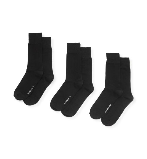 Black Plain 3 Pack Socks | Savile Row Company | Savile Row Co