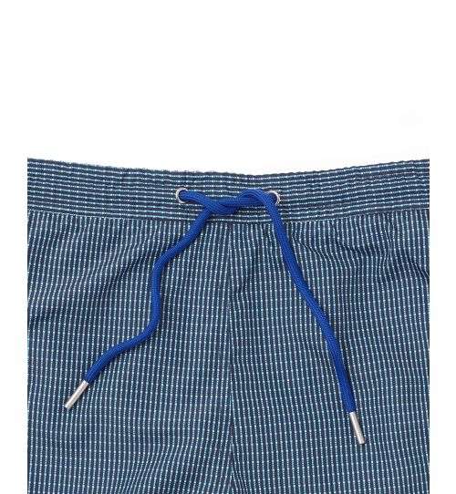 Men's Blue Dotted Stripe Recycled Swim Shorts | Savile Row Co