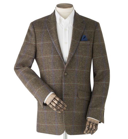 Men's Blue & Green Check Wool Jacket | Savile Row Co