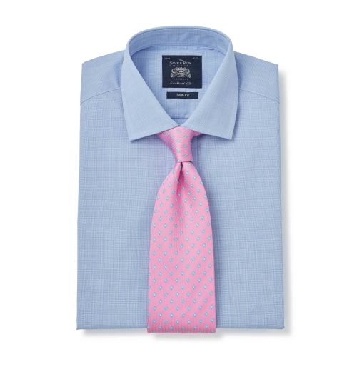 Men’s Blue POW Check Slim Fit Shirt | Savile Row Co