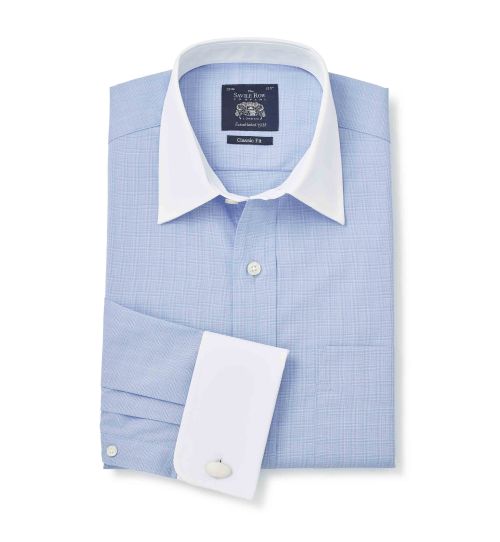 Men’s Blue POW Check Classic Fit Shirt | Savile Row Co