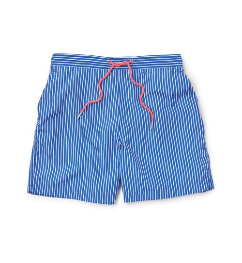 Men's Blue Stripe Recycled Swim Shorts | Savile Row Co