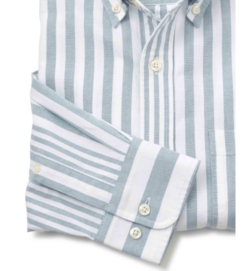 Mens Oxford Shirt In Variegated Blue & White Stripe | Savile Row Co