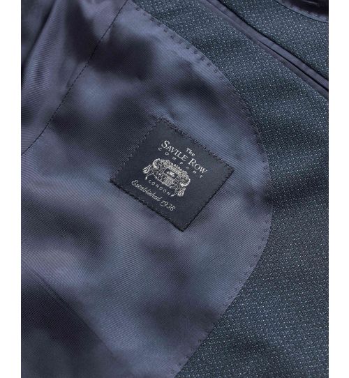 Men's Blue Wool-Blend Micro Pattern Single-Breasted Jacket | Savile Row Co