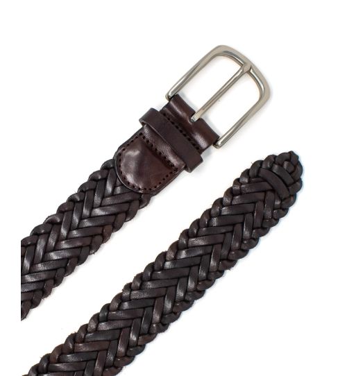 Men's Brown Plaited Leather Belt | Savile Row Co