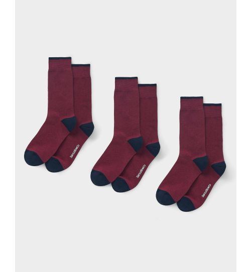 Men's Burgundy Three Pack Socks | Savile Row Co