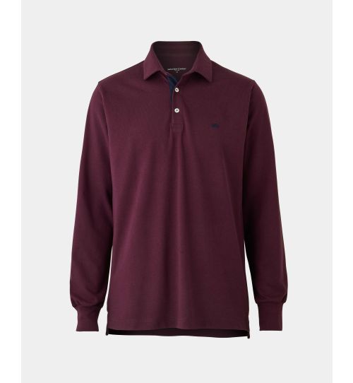 Men's Burgundy Long Sleeve Polo Shirt | Savile Row Co