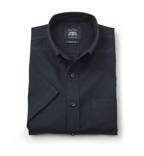 Men’s Dark Navy Short Sleeve Oxford Shirt | Savile Row Co