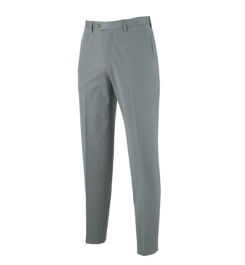 Men's Grey Stretch Cotton Classic Fit Flat Front Chinos | Savile Row Co